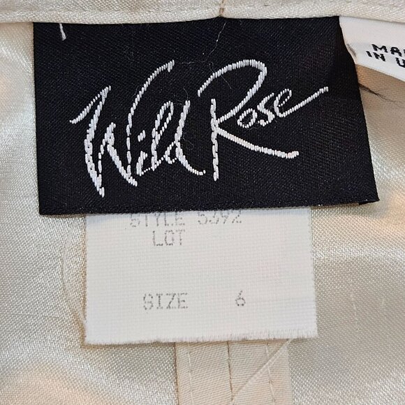 Vintage Wild Rose Small to Medium Cream Dress & Satin Jacket Set 90's Elegant - Picture 10 of 16